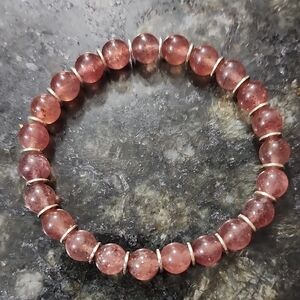Handmade Strawberry Quartz Beaded Bracelet